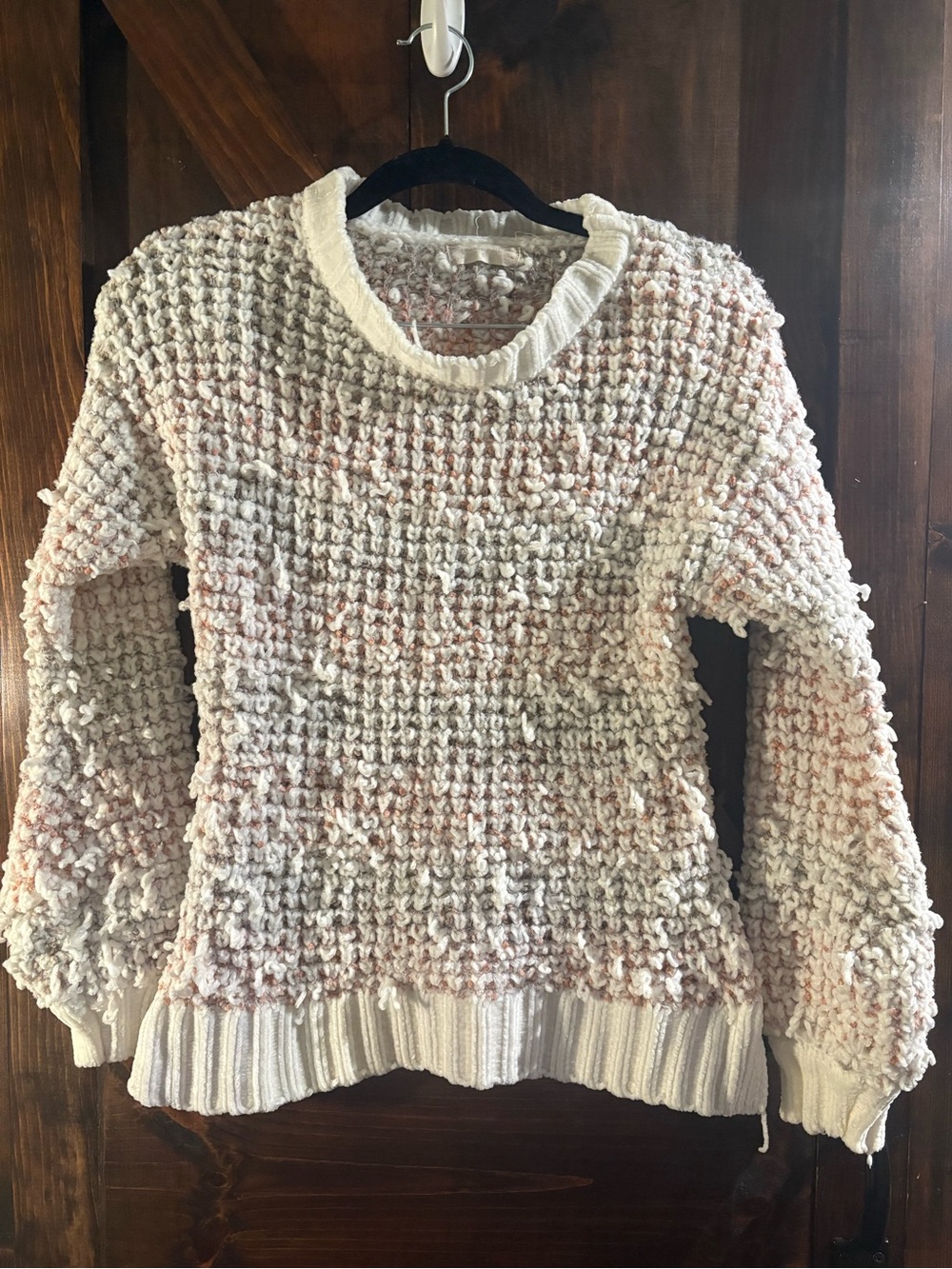 Altar'd State Cream and Blush Textured Crew Sweater